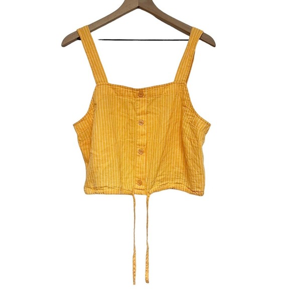 A New Day Womens Size XL Tie-Front Apron Style Tank Top Linen Blend Orange​ - Picture 3 of 9